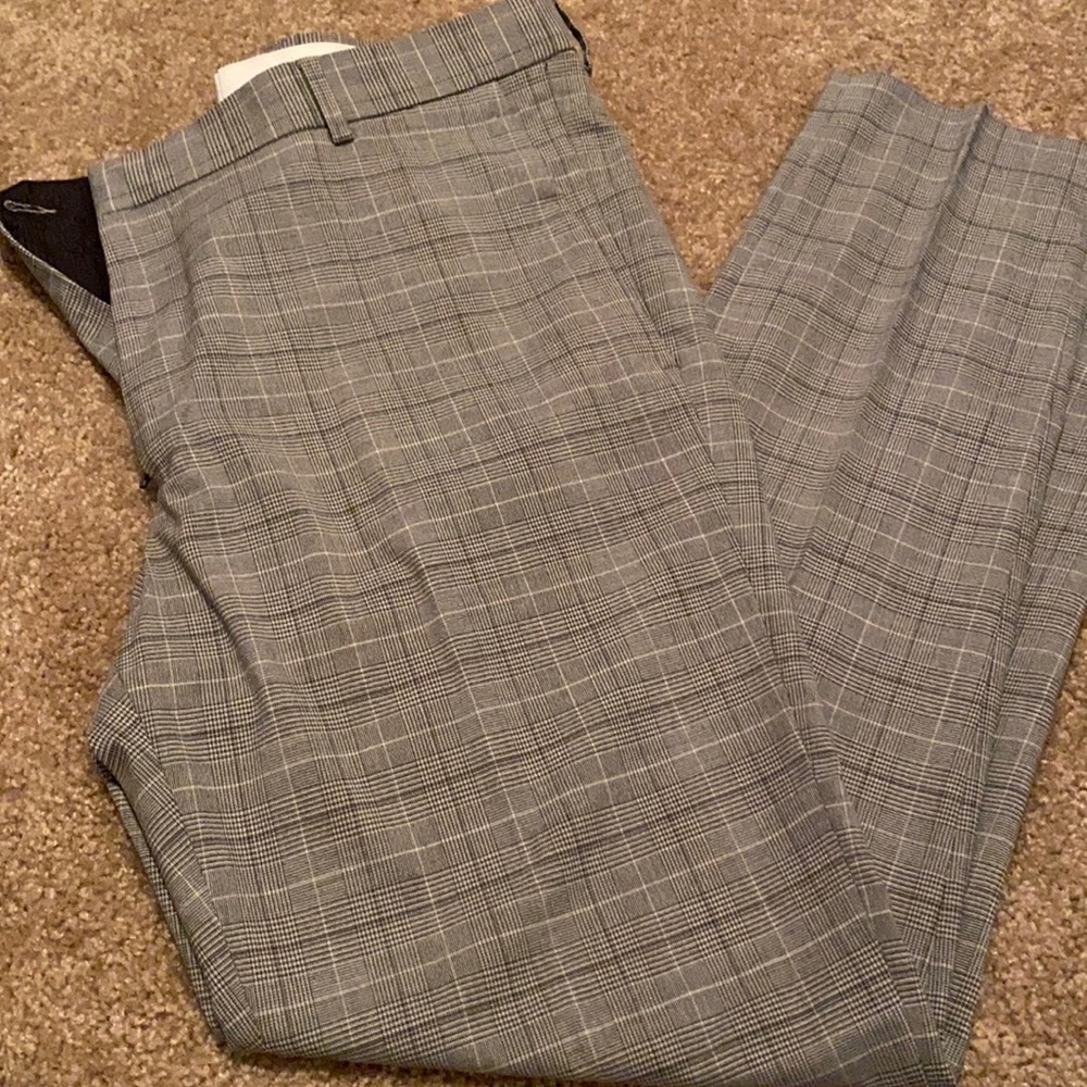 Men’s Light Grey Plaid H&M Skinny Suit Pants